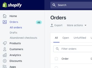 Shopify orders screenshot